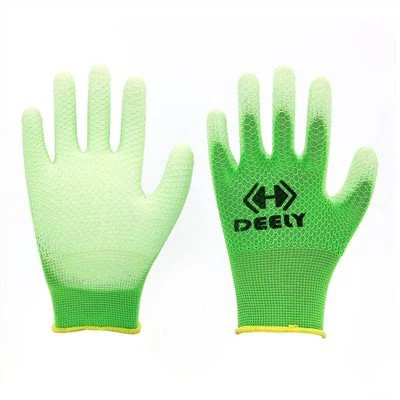Grüne Ananas-Polyester-Grüne PU-beschichtete Handschuhe